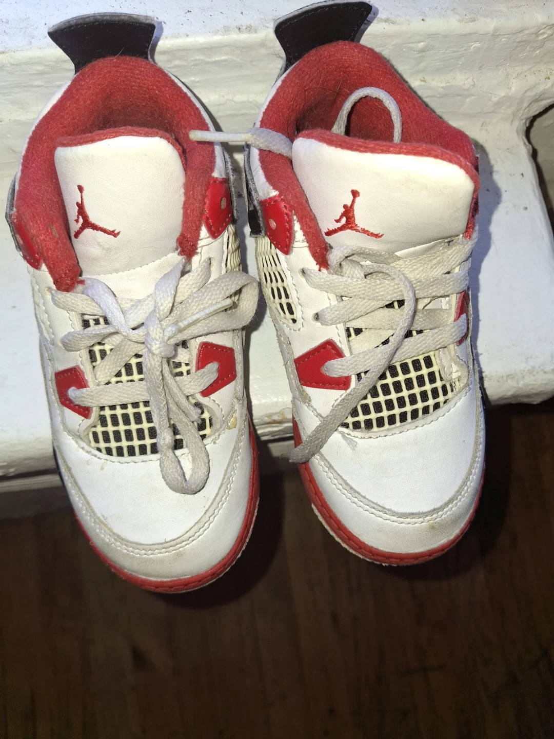 Kids Jordan 4s White Red