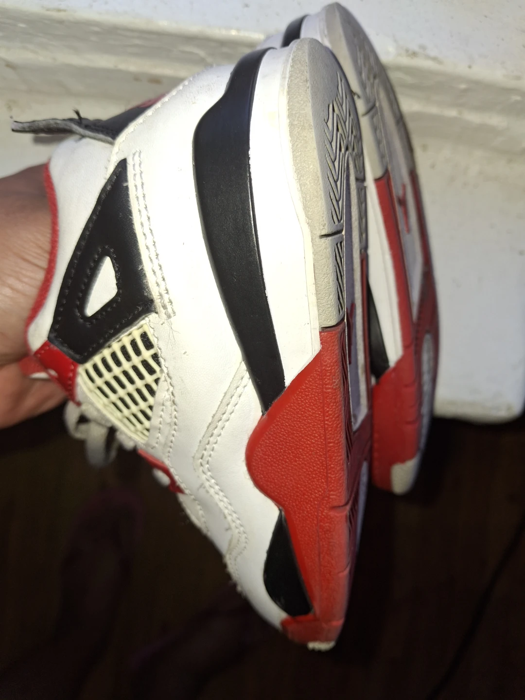 Kids Jordan 4s White Red - photo 3