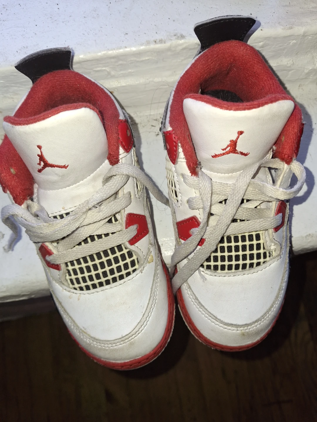 Kids Jordan 4s White Red - photo 4