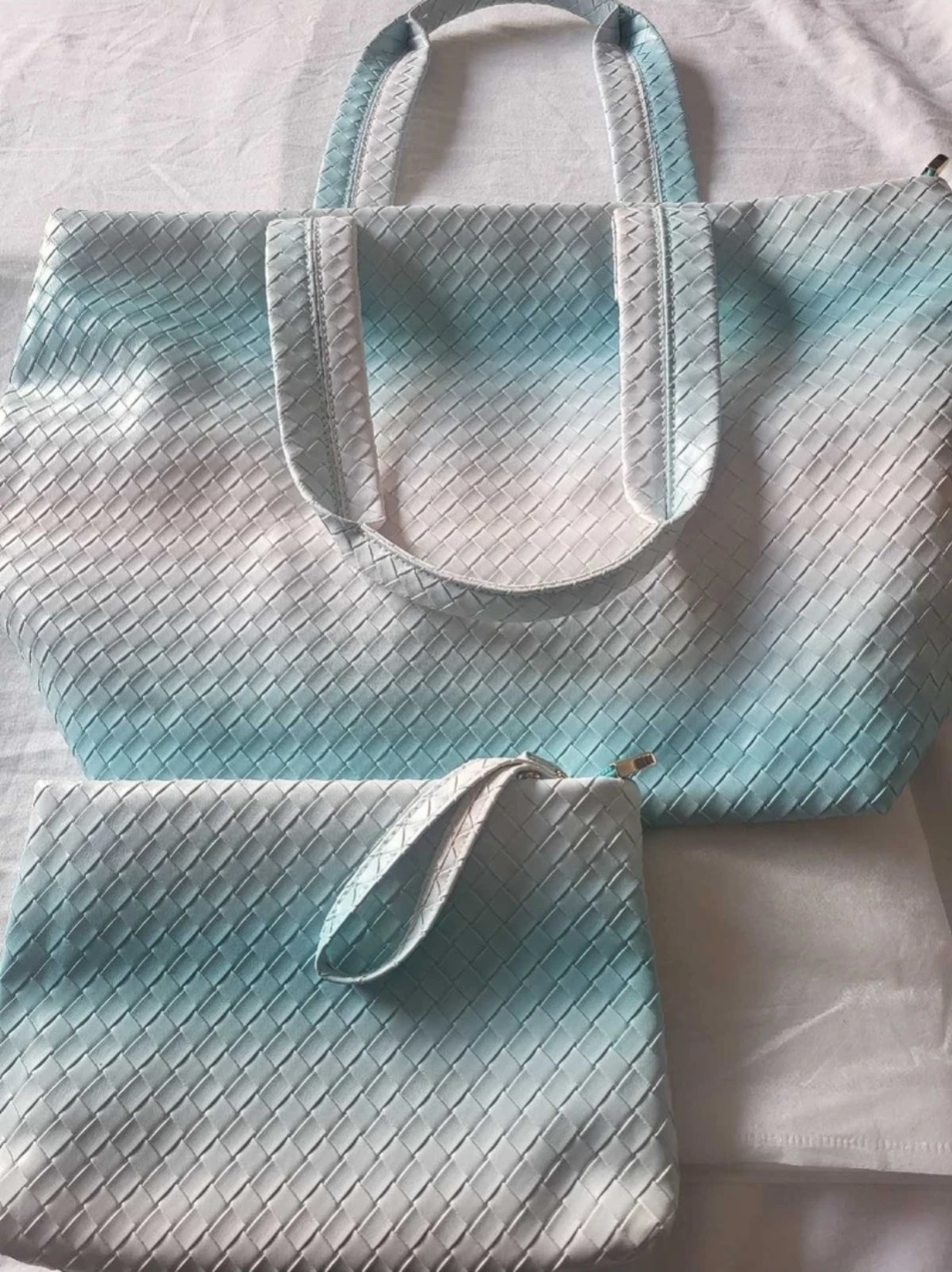 Brand New, Woven Tote Bag with Matching Pouch