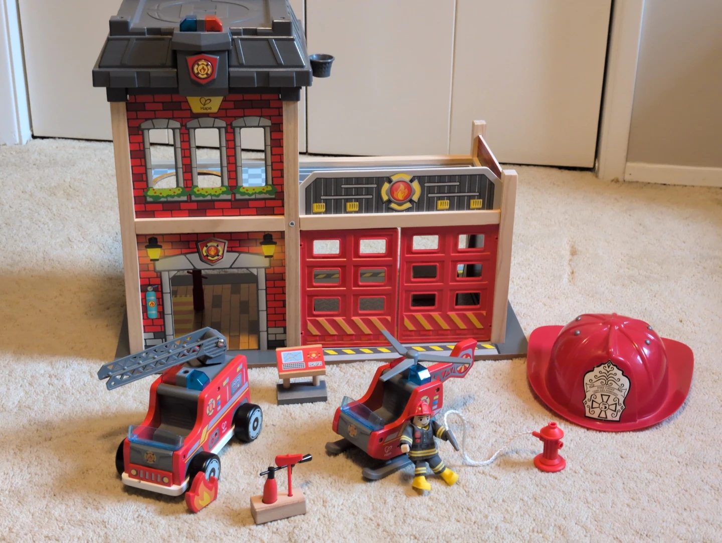 Hape Wooden Fire Station Playset