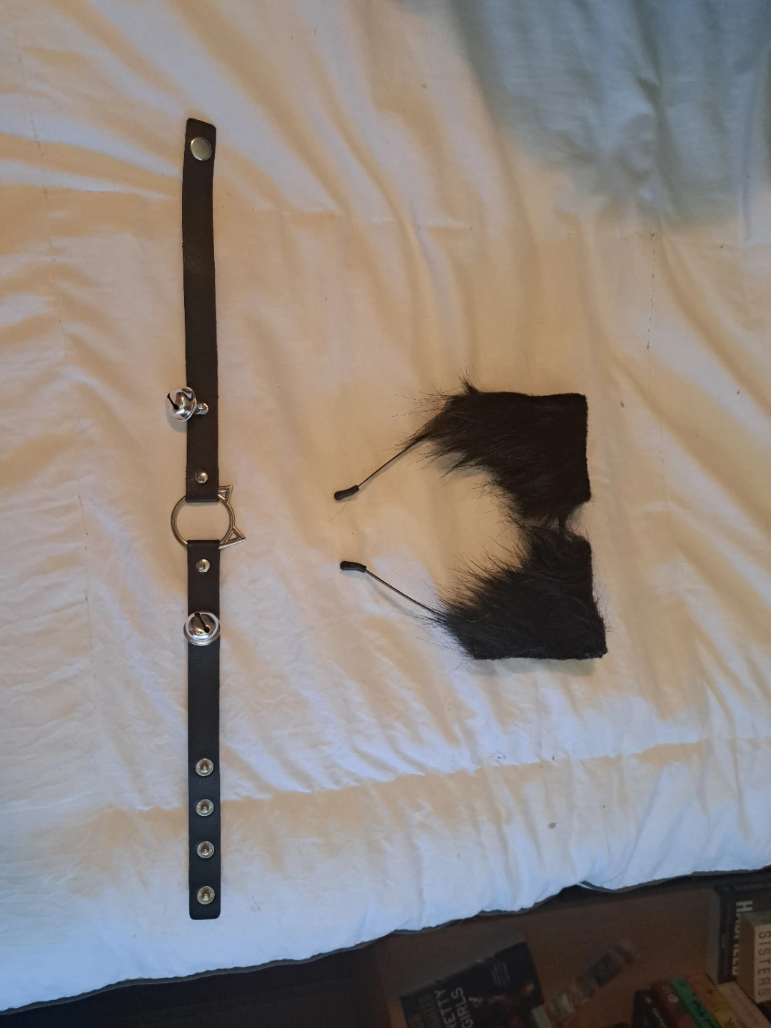 Black Faux Fur Cat Ears and Collar Set
