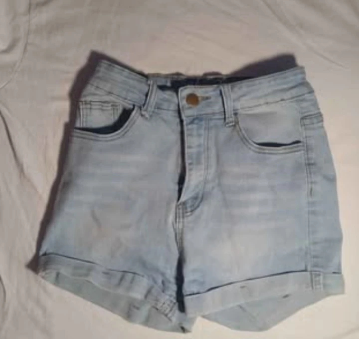 Light Wash Denim High-Waisted Shorts - photo 2