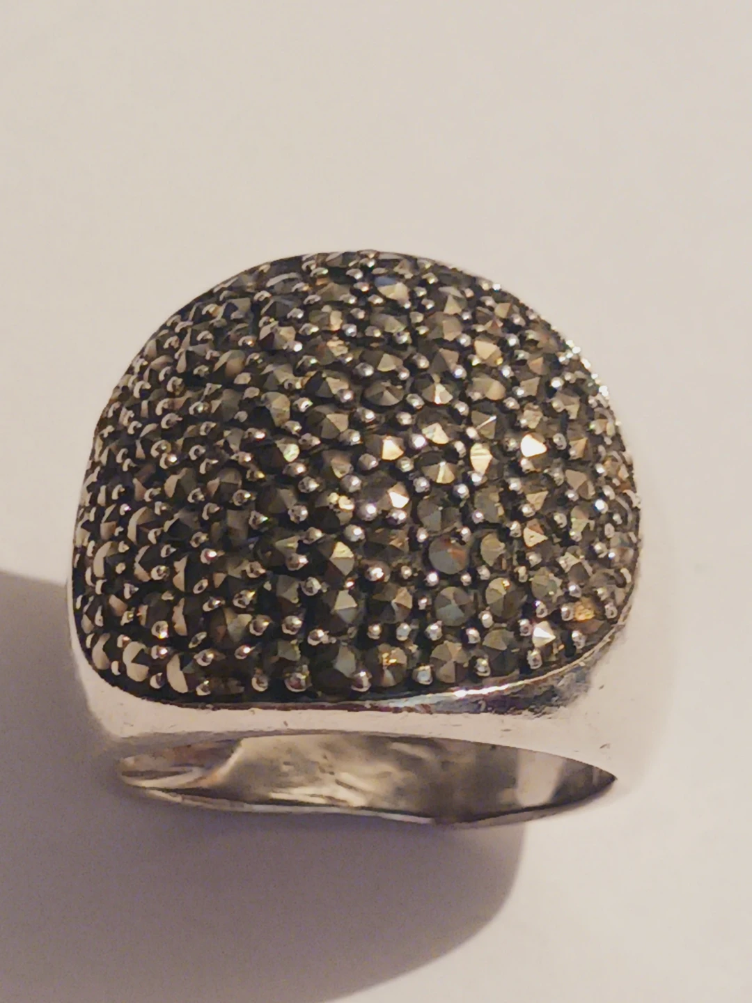 Sterling Silver 925  Marcasite Cluster Dome Ring.7.