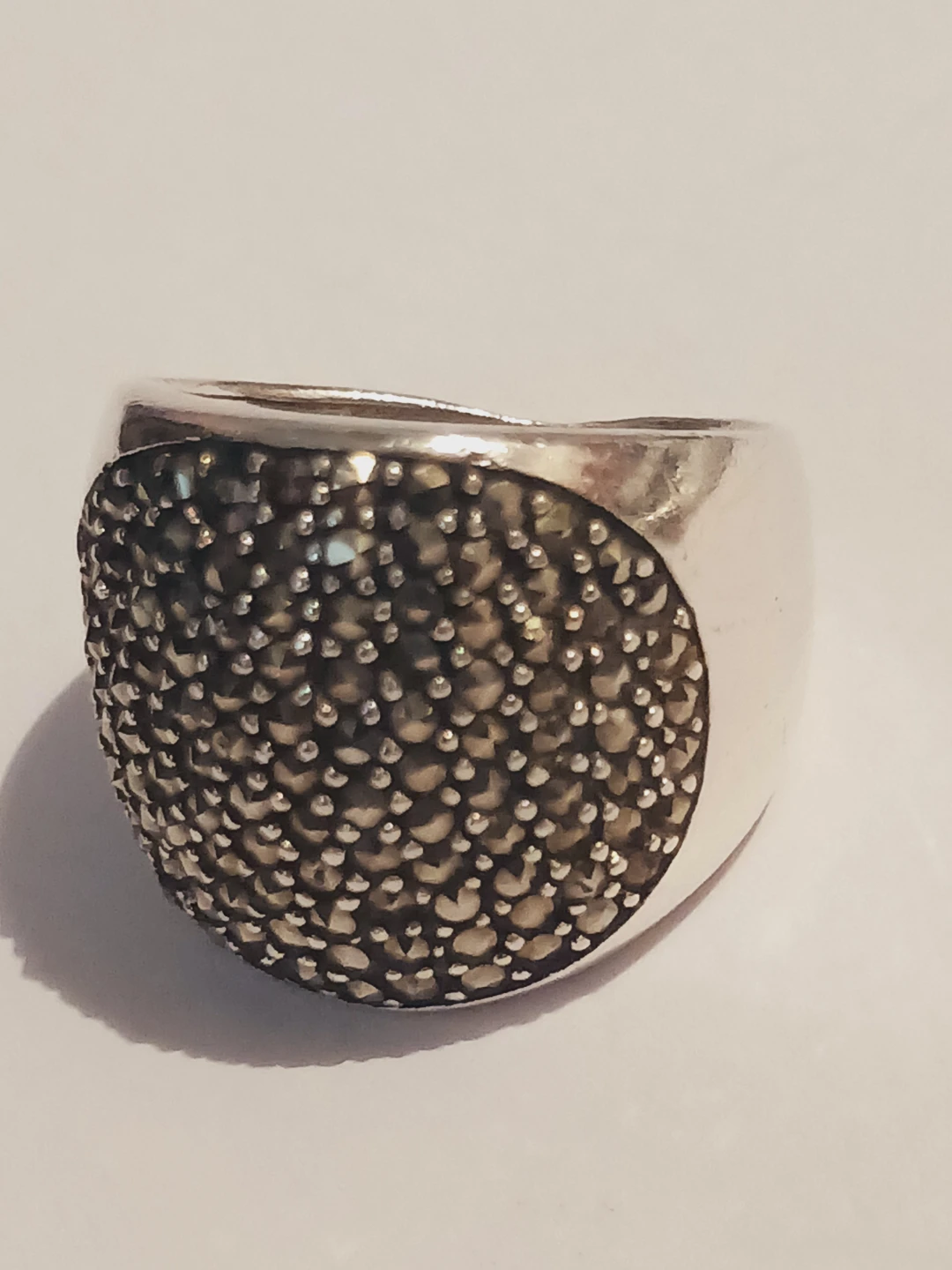 Sterling Silver 925  Marcasite Cluster Dome Ring.7. - photo 2
