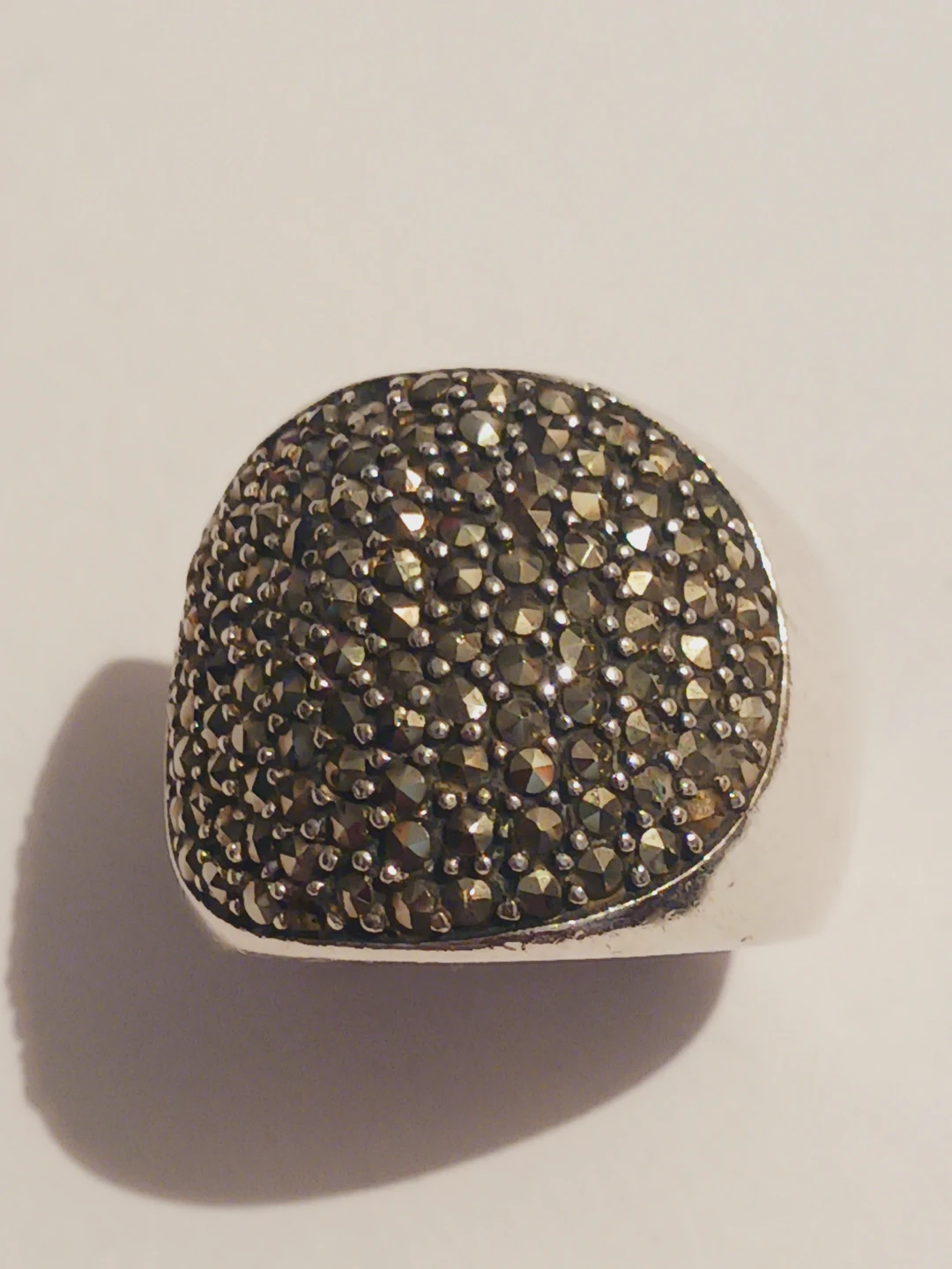 Sterling Silver 925  Marcasite Cluster Dome Ring.7. - photo 3