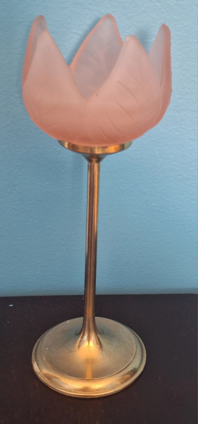 Vintage Brass and Frosted Glass Candle holder - photo 2