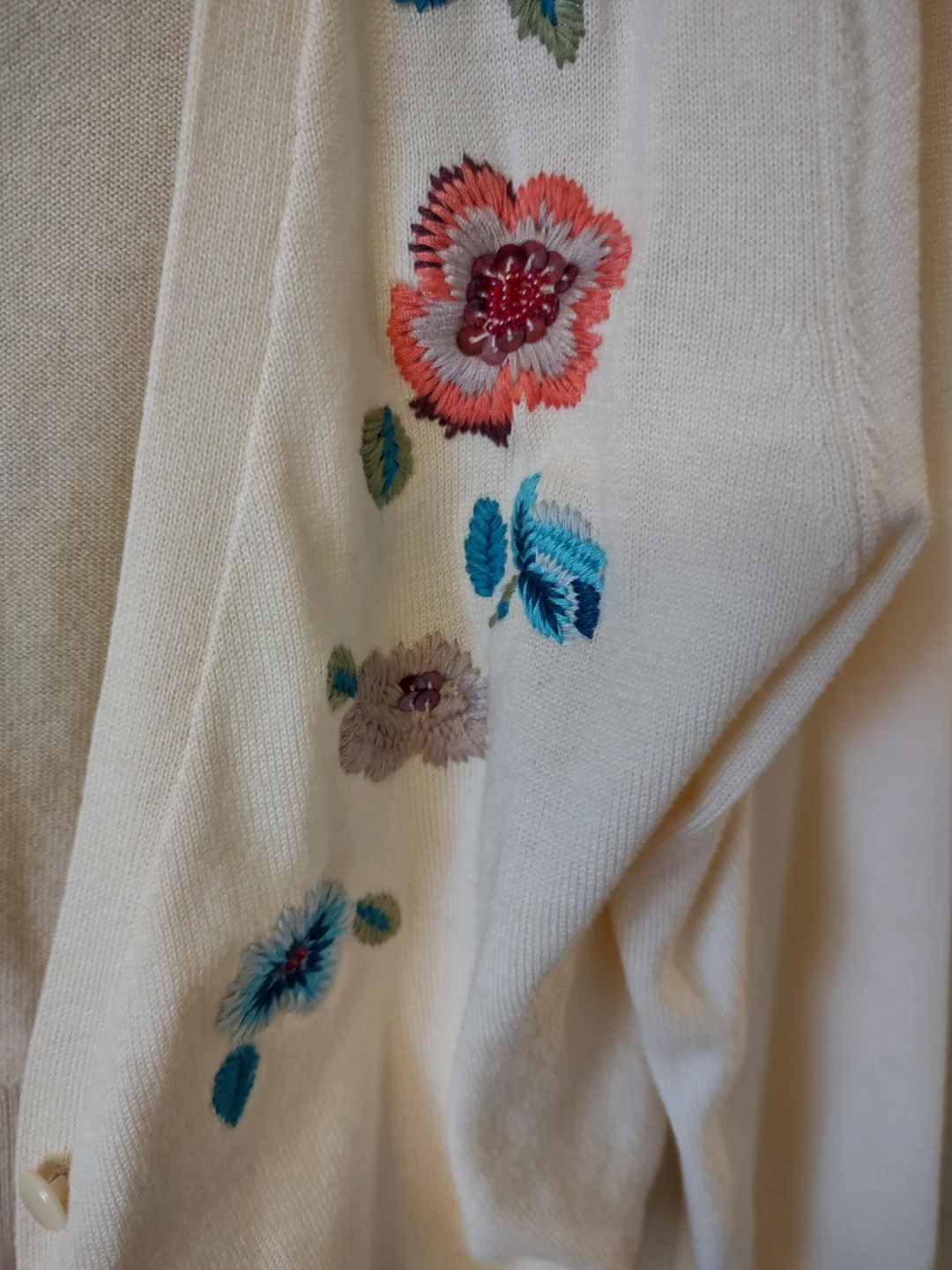 (new)Cream Cardigan with Embroidered Flowers XS & S - photo 4