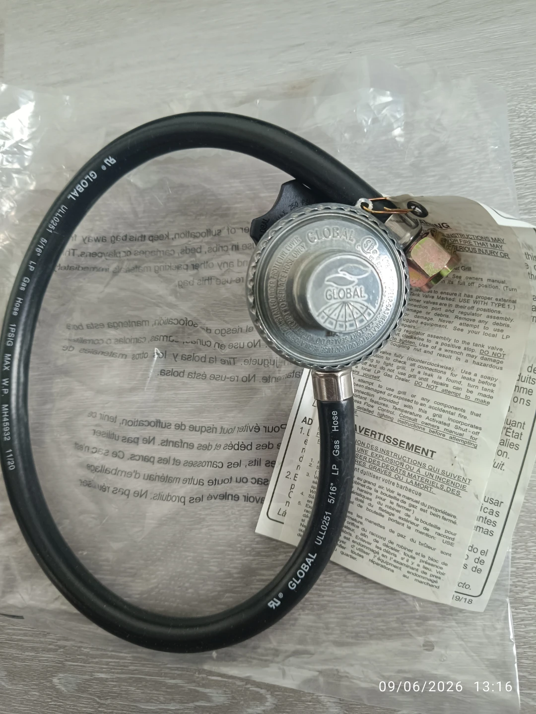 GLOBAL Propane Regulator Hose Assembly 5' LP Gas - photo 2