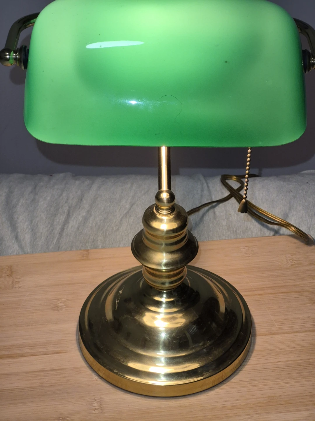 Brass Bankers Lamp with Green Shade - photo 2