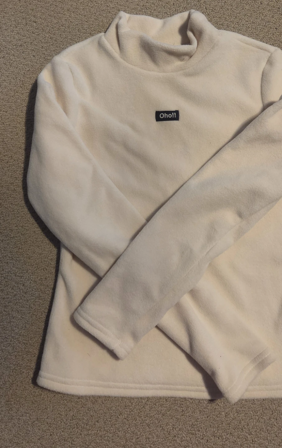 Oho!! Cream Fleece Mock Neck Top