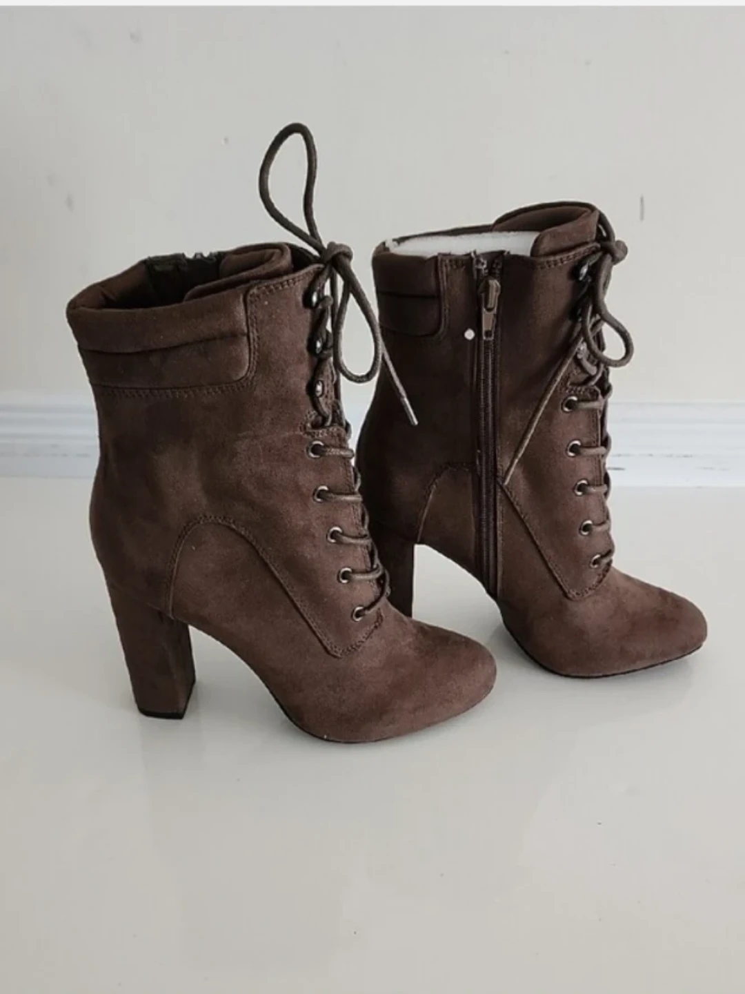 Call It Spring Brown Lace-Up High Heel Ankle Boots - photo 3
