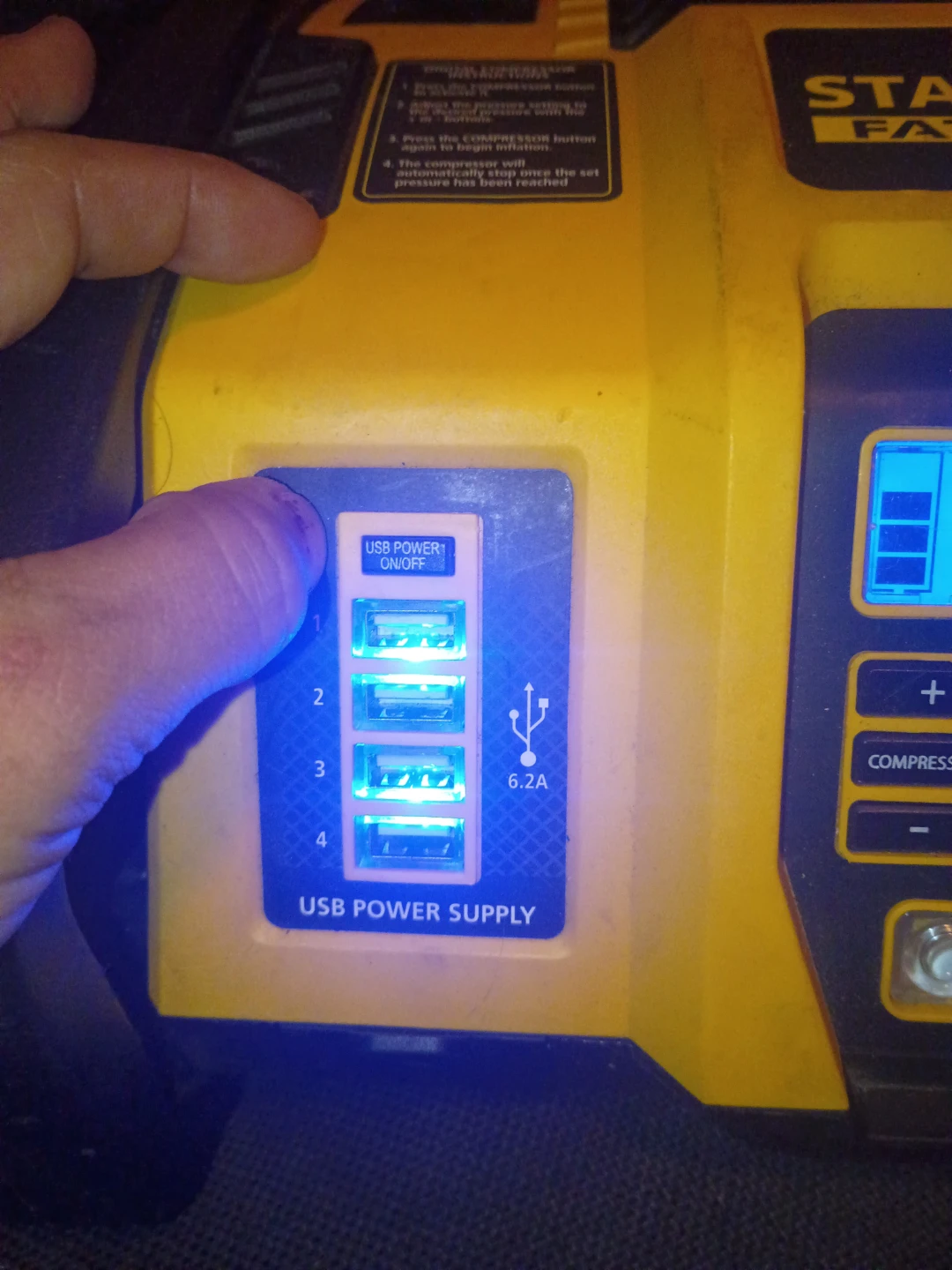 Stanley Fatmax 1200 Amp Jump Starter with Air Compressor - photo 3