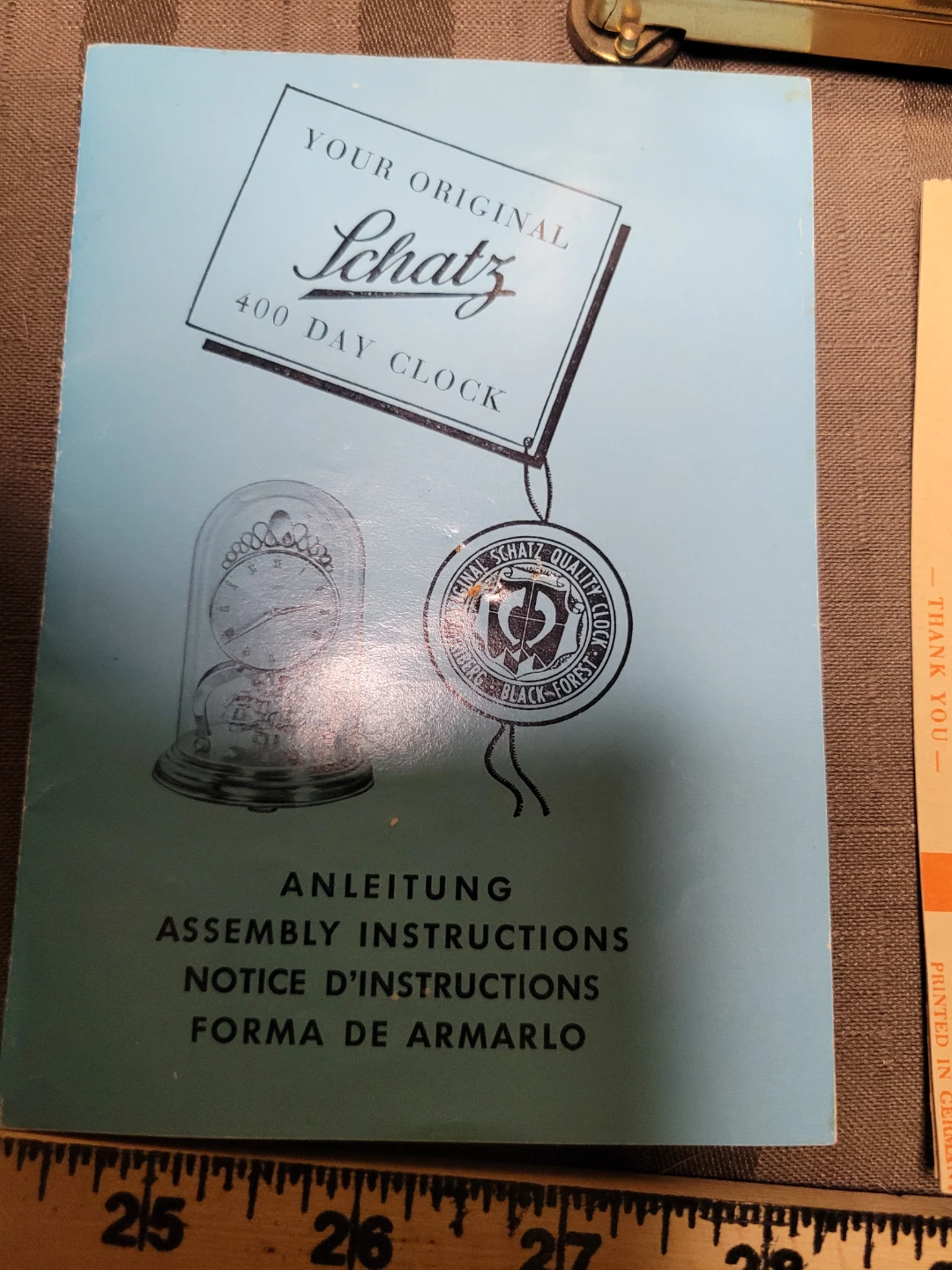 Rare Schatz 400 Day "Anniversary" Clock with Manuals - photo 3