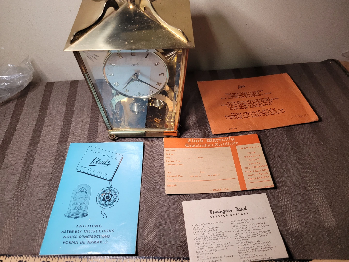 Rare Schatz 400 Day "Anniversary" Clock with Manuals - photo 5