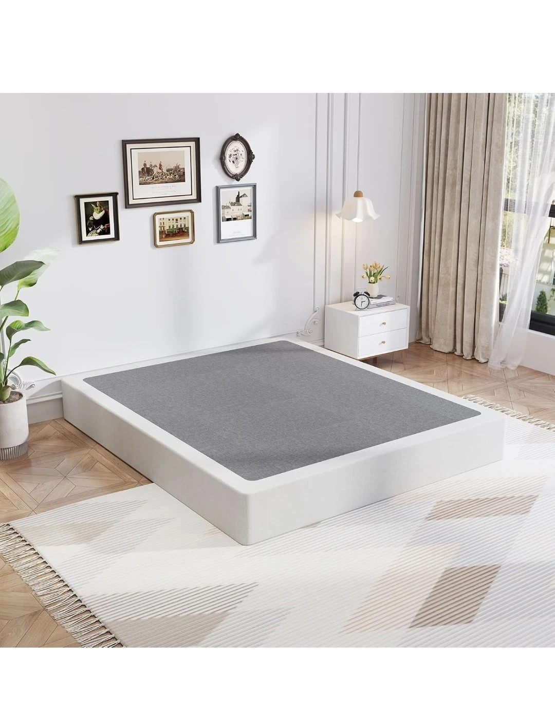 Queen Size Bed Frame with Elastic Band Cover