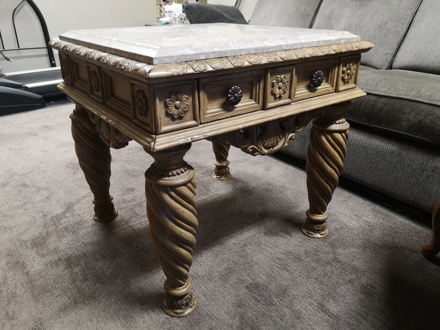 Ashley South Shore Square End Table ~ Stone Top
