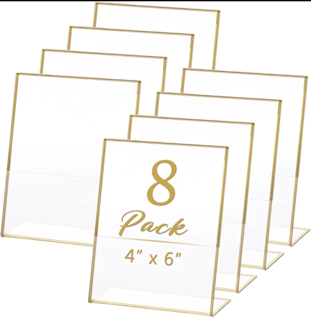 8 Pack Gold Frame 4" x 6" Sign Holders