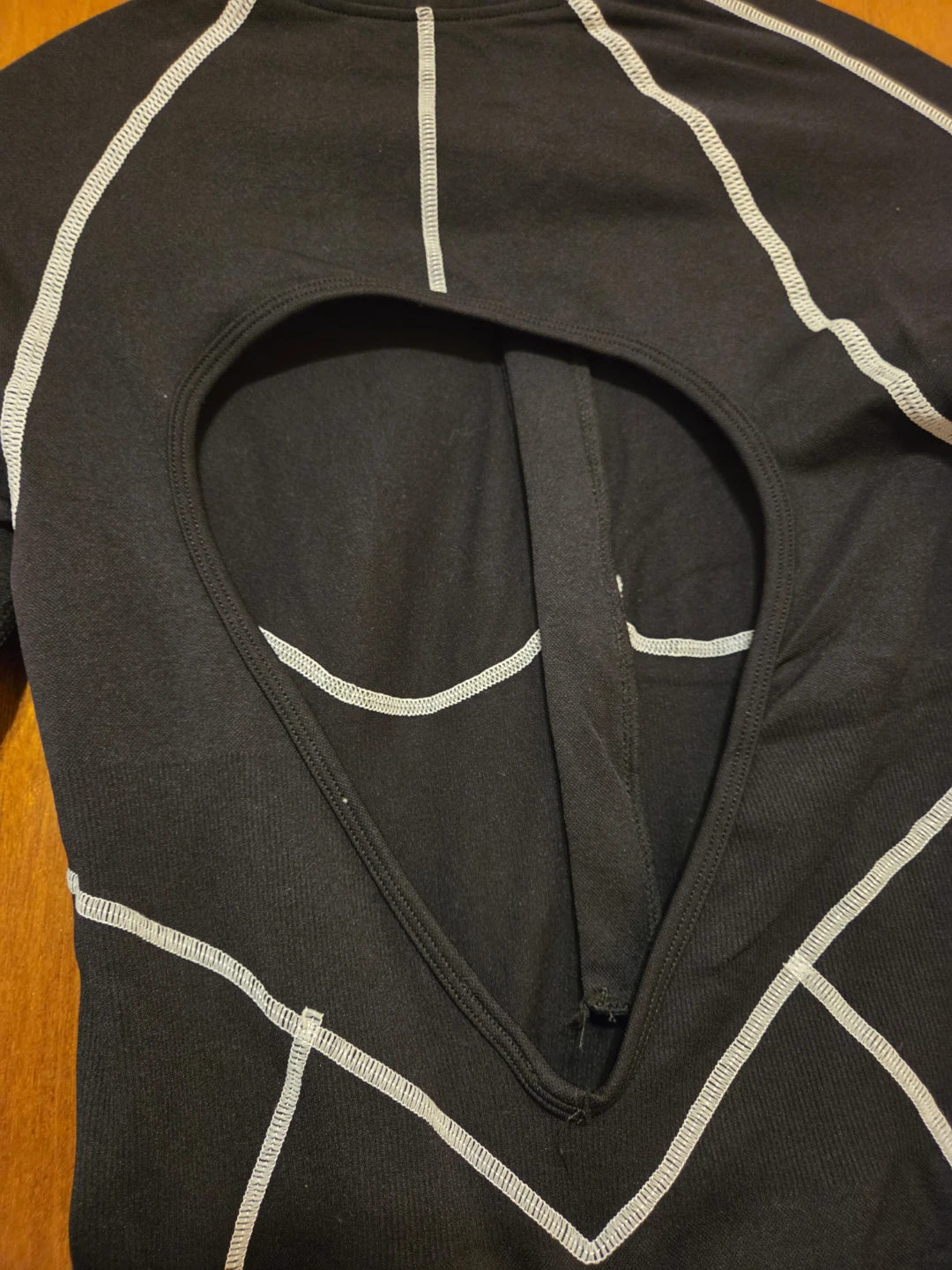 Black Full Body Athletic Suit with White Stitching - photo 3