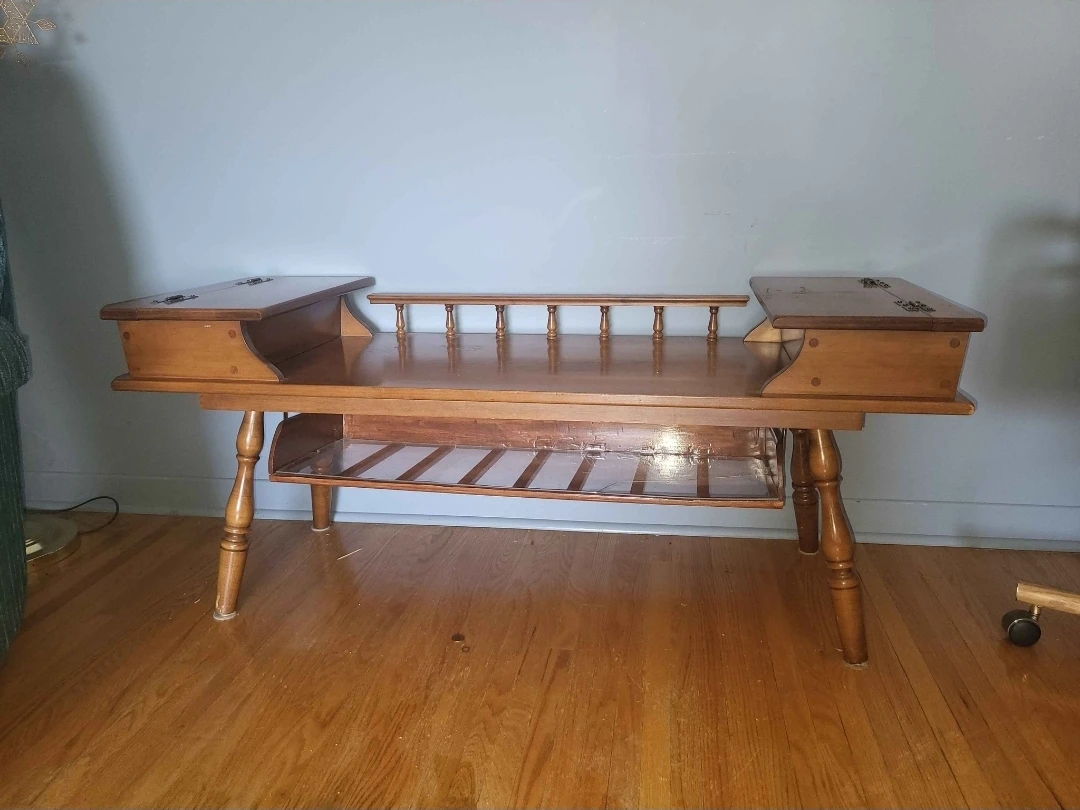 Vintage Wooden Coffee Table with Storage