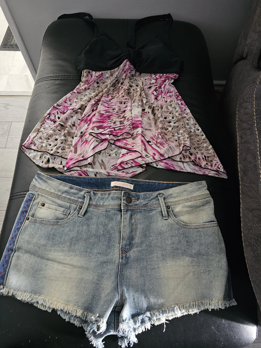 Chic Summer Dress and Denim Shorts Set