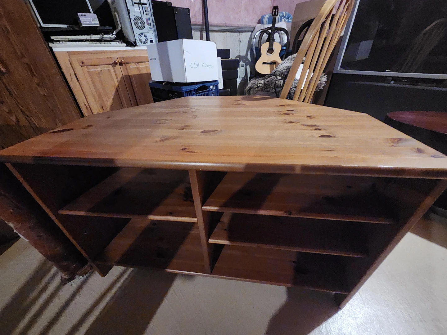 Wooden Corner TV Stand with Shelves