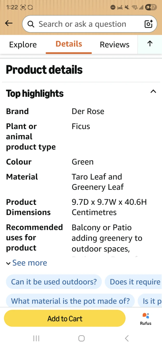Der Rose 2pcs Faux Plants Taro Leaf and Greenery Leaf - photo 3