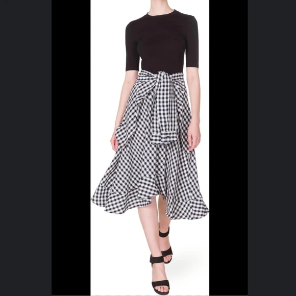 Maje Black & White Gingham Wrap Dress - photo 4