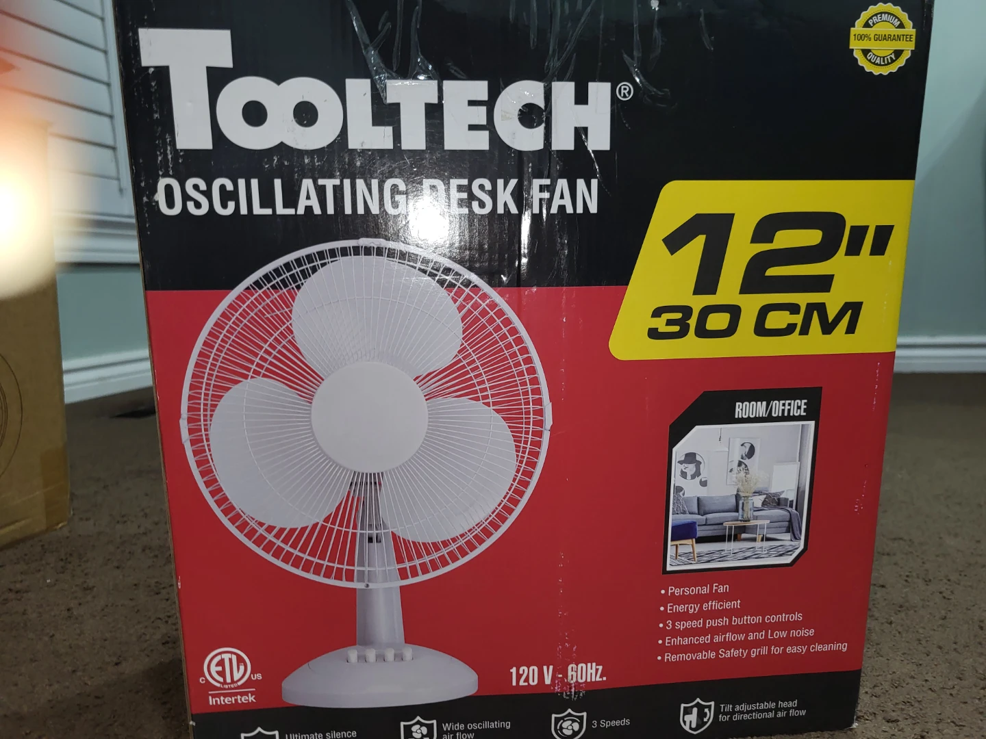 Tooltech 12" Oscillating Desk Fan