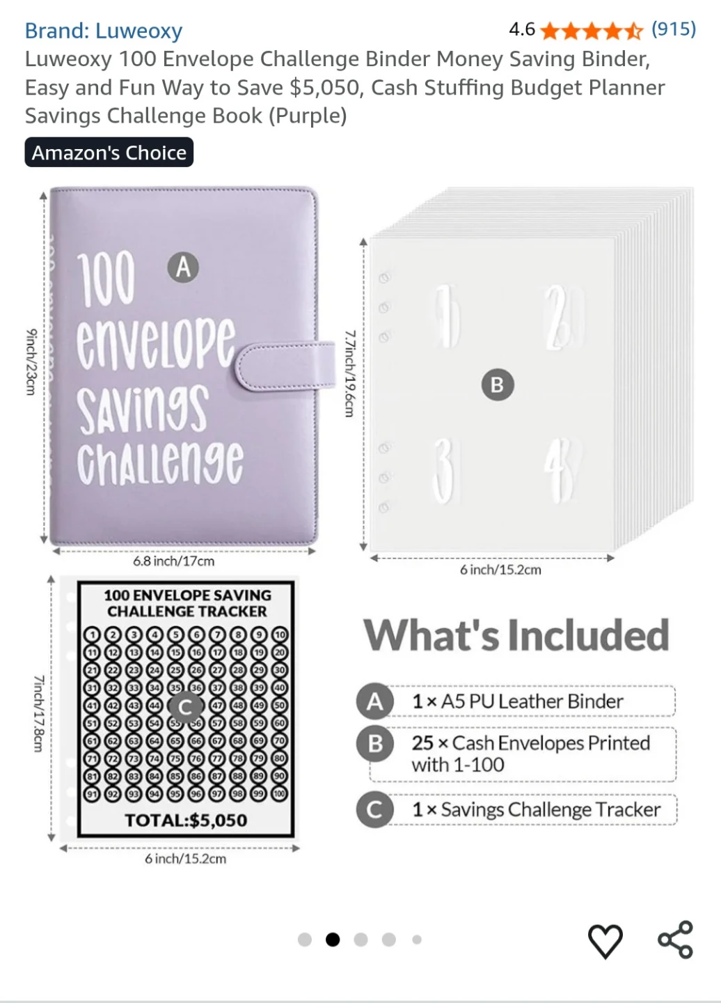 Luweoxy 100 Envelope Challenge (Money Saving Binder) - photo 4