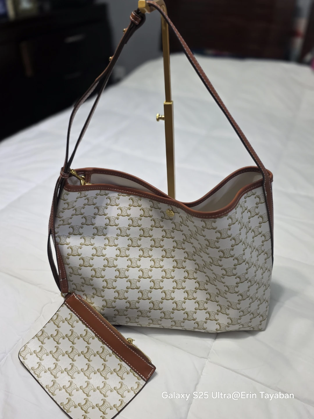 Triomphe Canvas & Leather Hobo Bag with Pouch