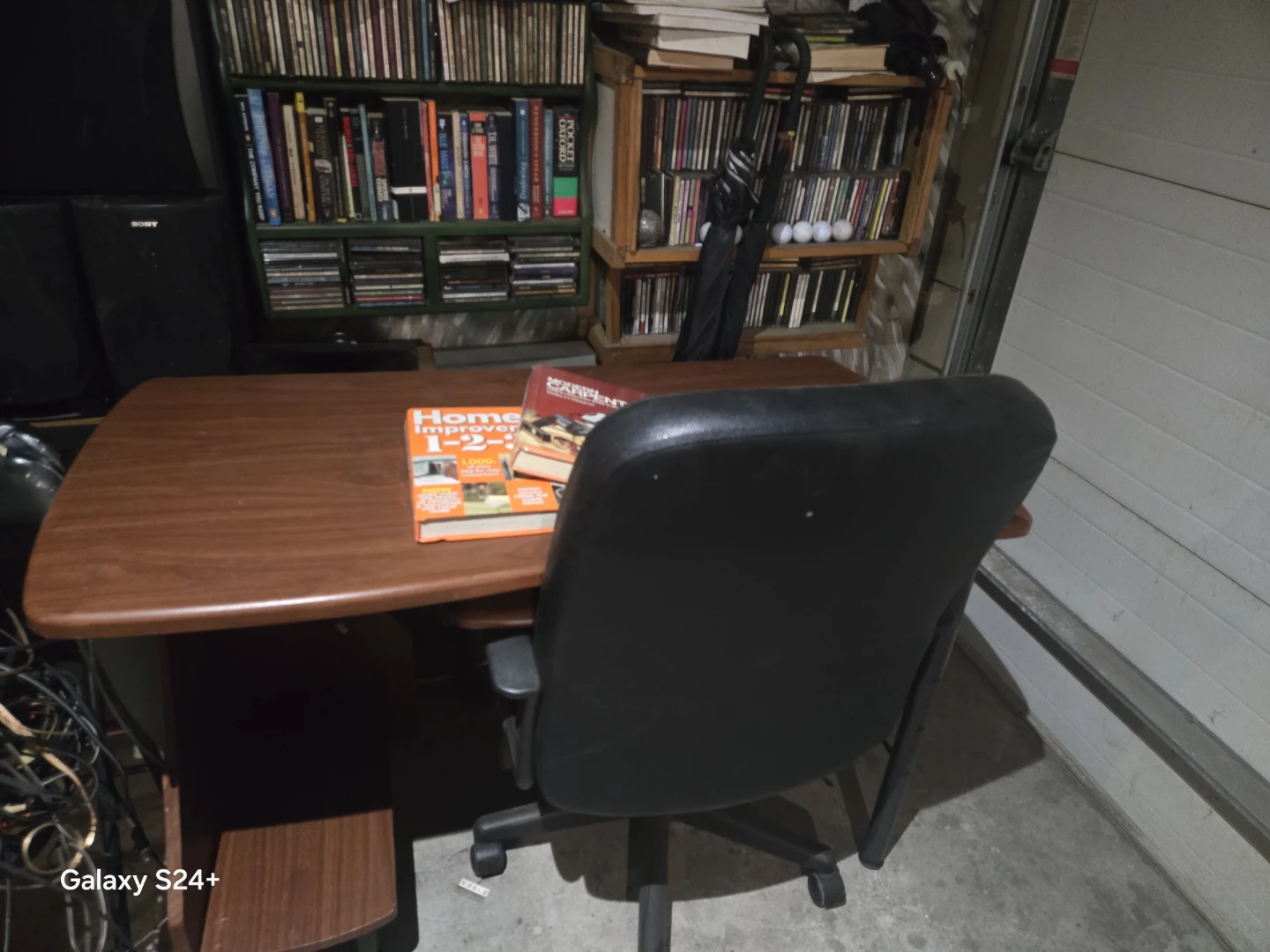 Wooden Desk with Keyboard Tray and chair