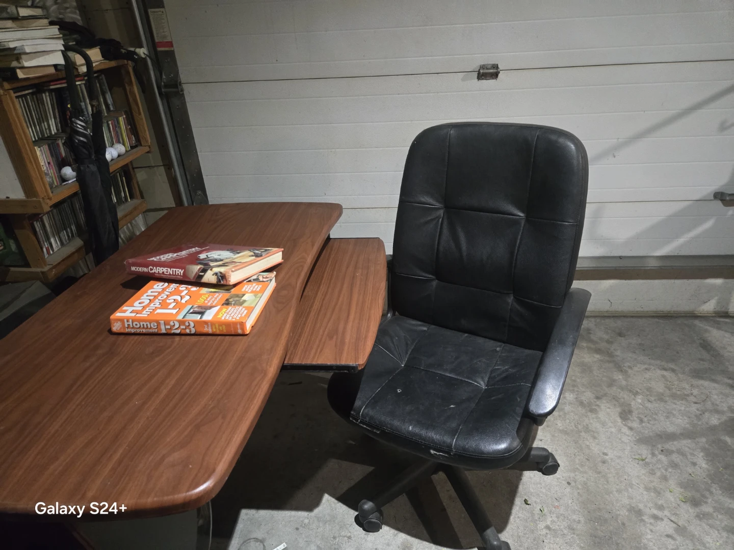 Wooden Desk with Keyboard Tray and chair - photo 2