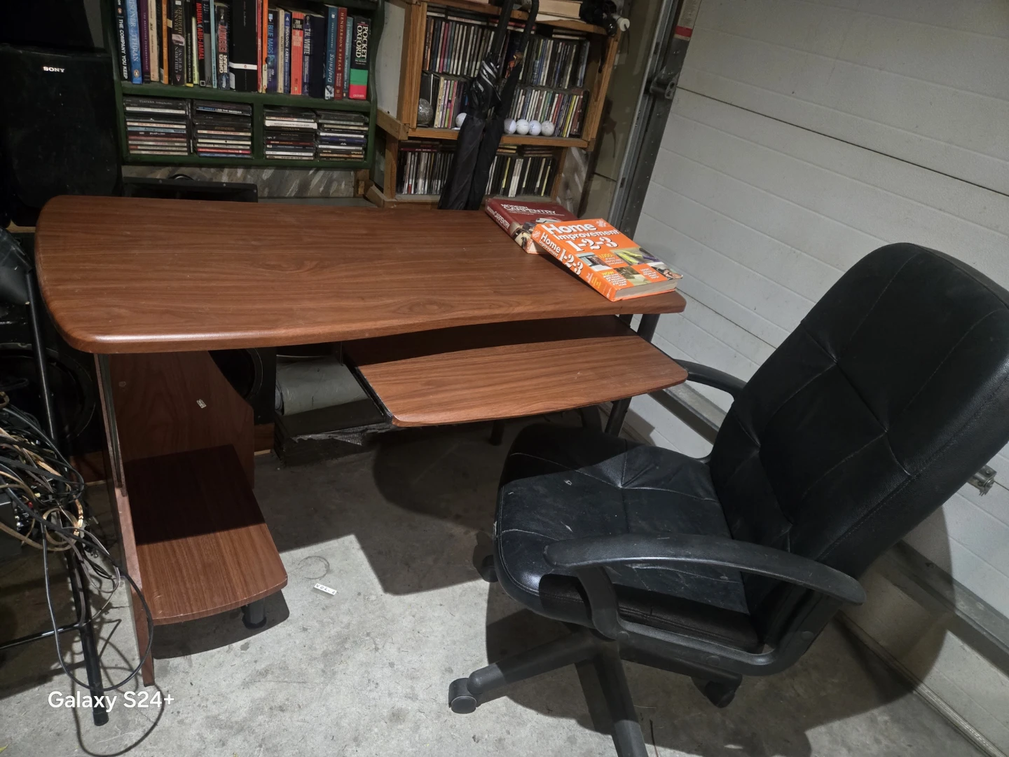 Wooden Desk with Keyboard Tray and chair - photo 4