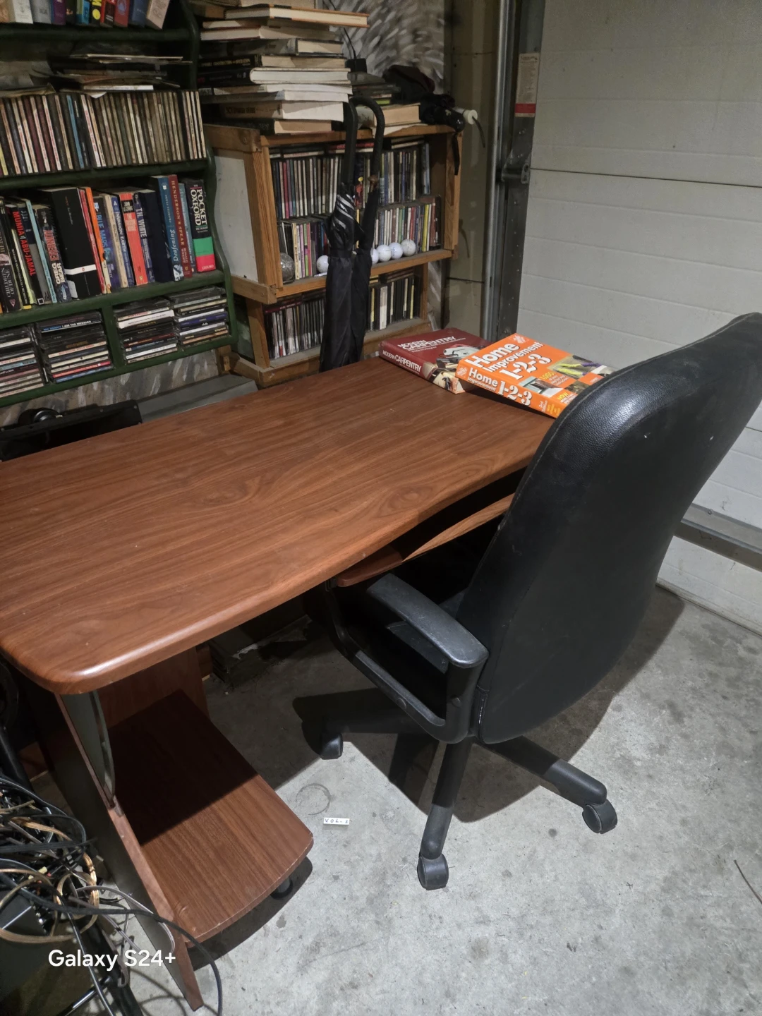 Wooden Desk with Keyboard Tray and chair - photo 5