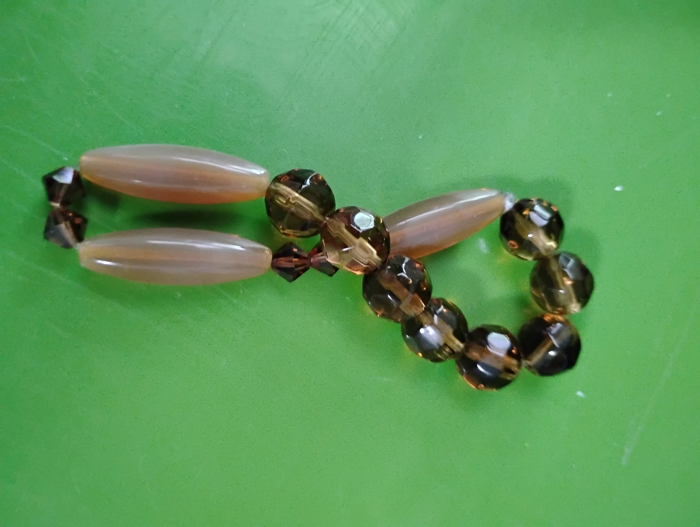 Brown and tan beaded stretch bracelet⚽ - photo 3