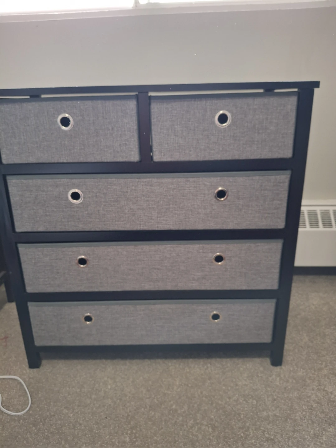 Grey 5 Drawer Fabric Dresser