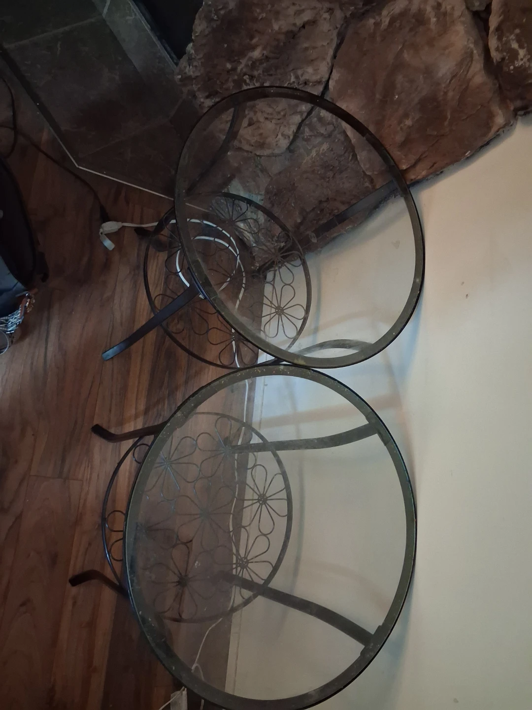 2 Glass Top Side Table with Metal Frame