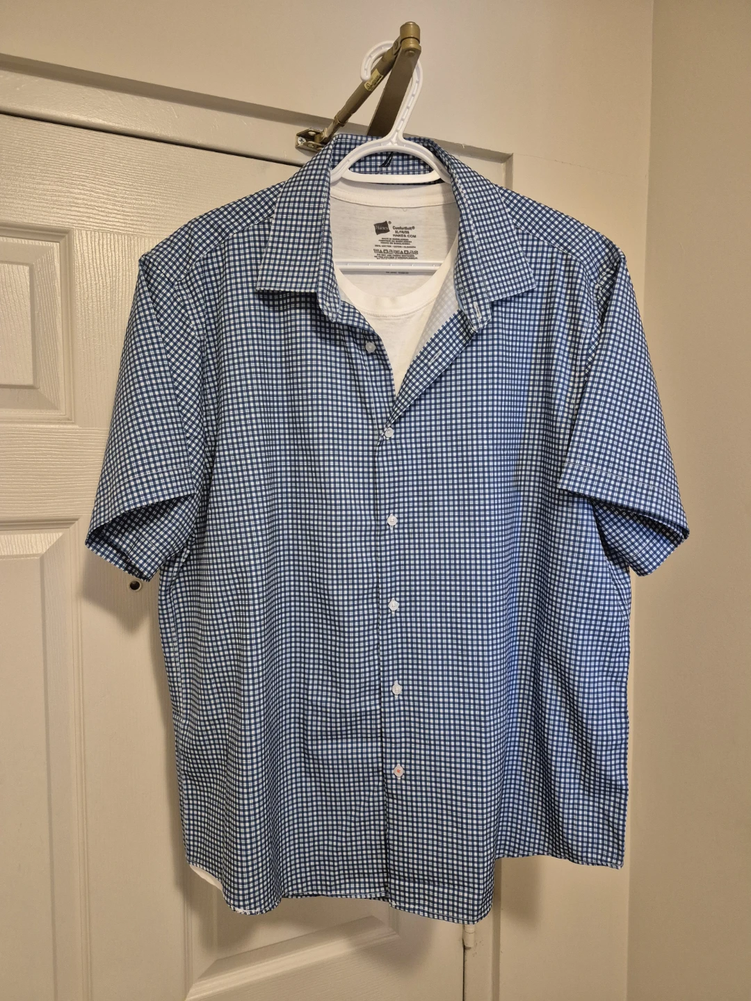 Nautica Men's Short Sleeve Button-Up Shirt with Hanes T-Shirt