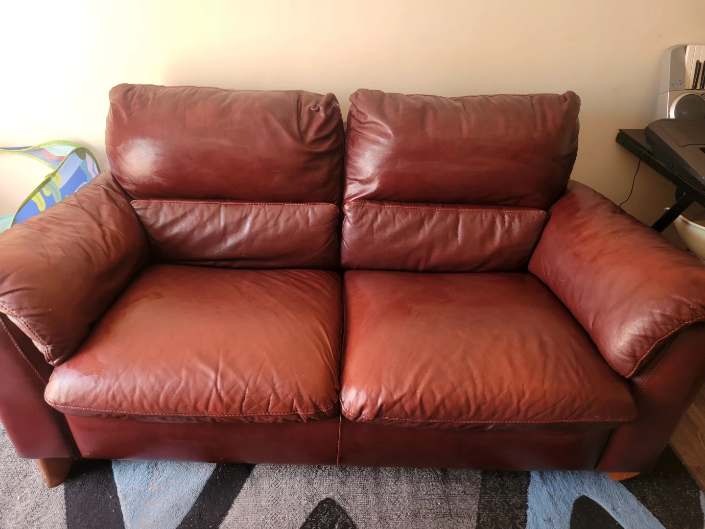 Natuzzi Brown Leather Loveseat