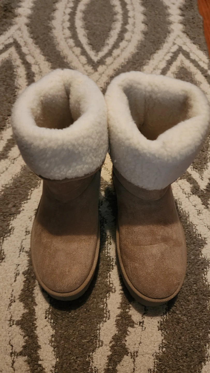 Tan Faux Suede Winter Boots with Shearling Lining