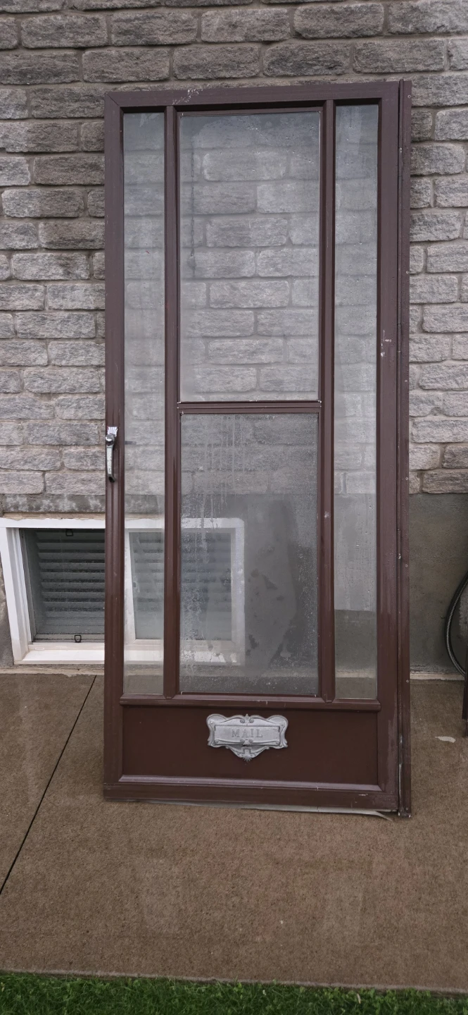 Brown Screen Door with Mail Slot