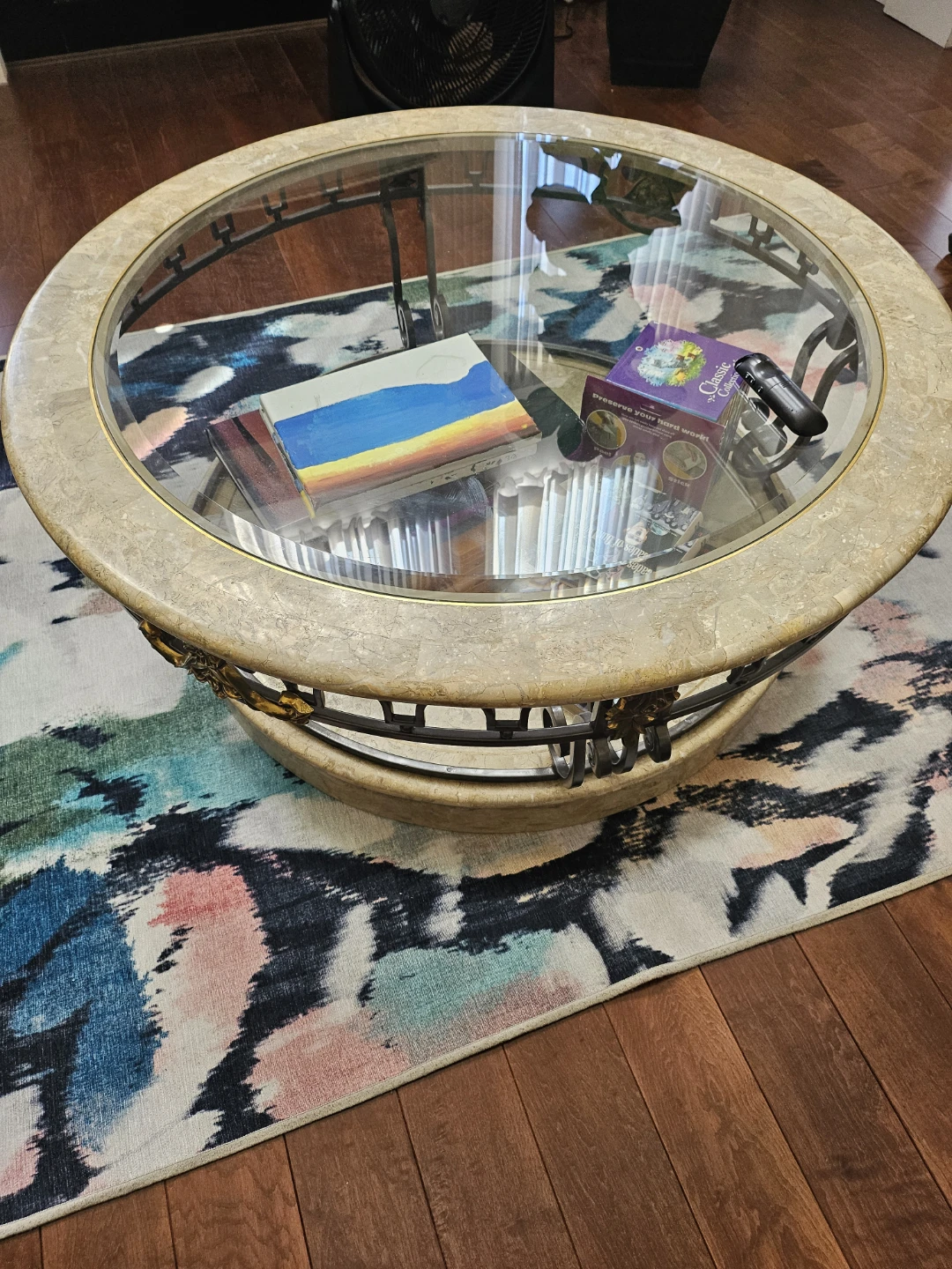 Round Marble and Glass Coffee Table
