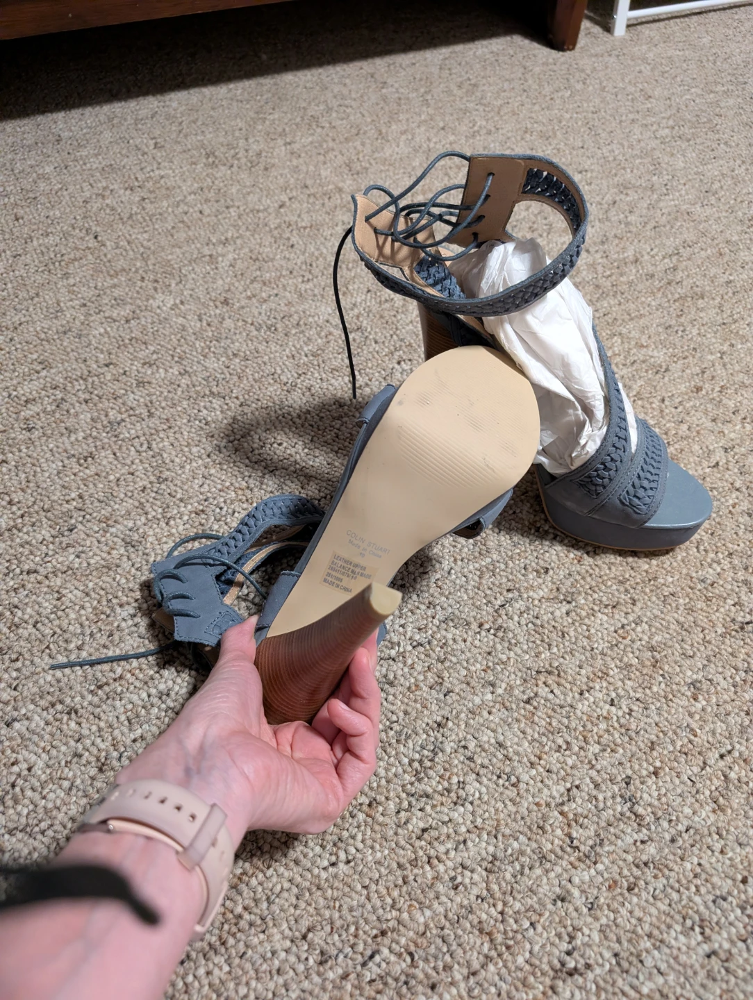 Colin Stuart Grey Lace-Up Heels - photo 3