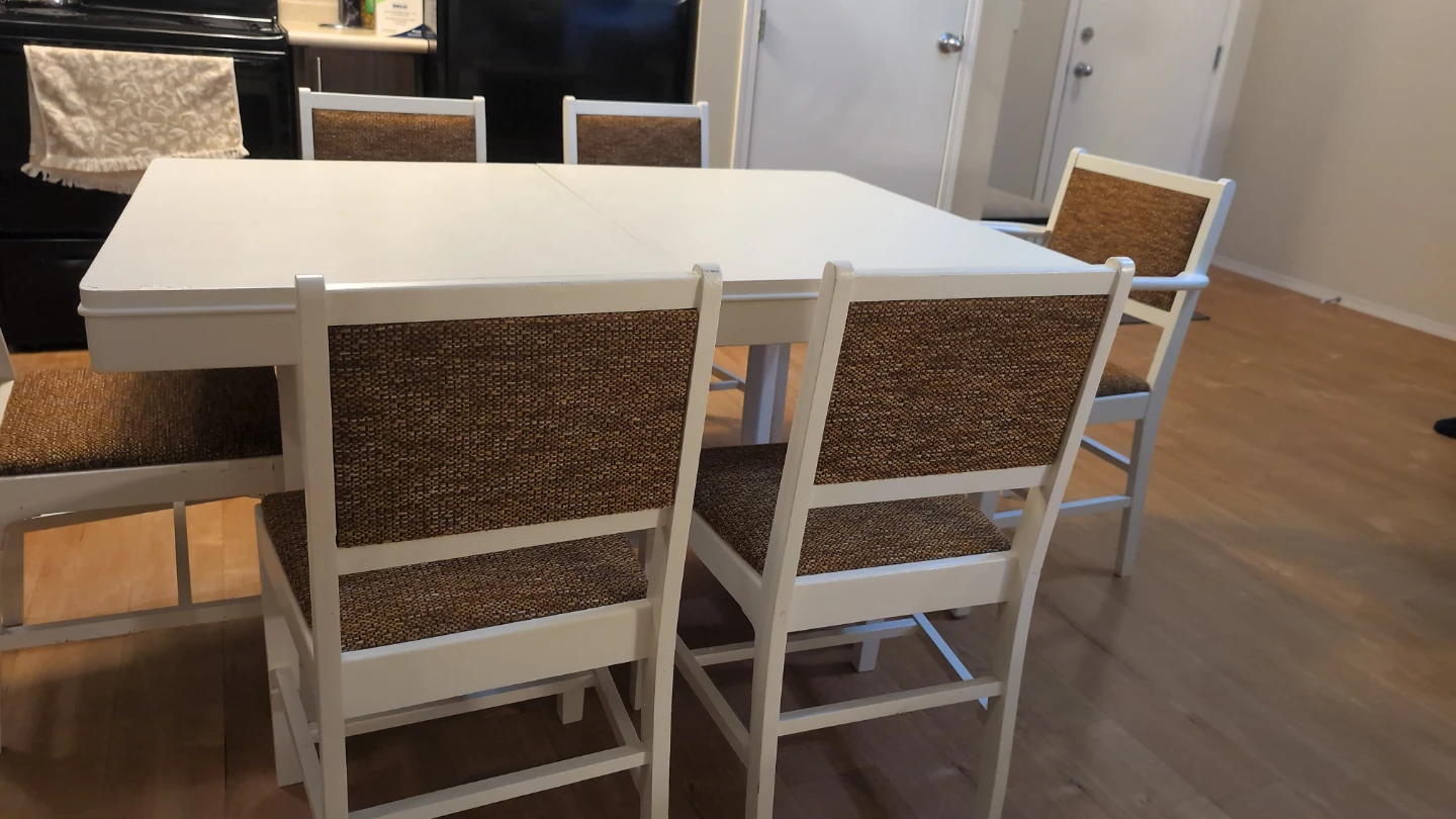 White Extendable Dining Table with 6 Chairs - photo 3