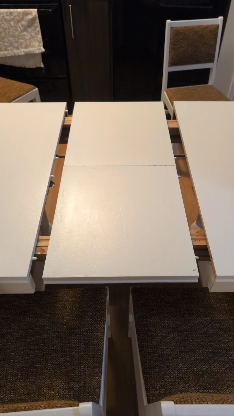 White Extendable Dining Table with 6 Chairs - photo 5