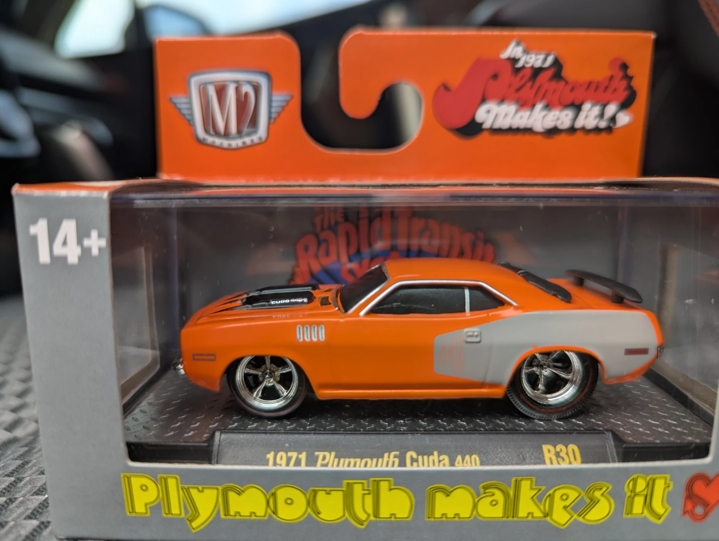 M2 Machines 1971 Plymouth Cuda 440 Orange Diecast Car