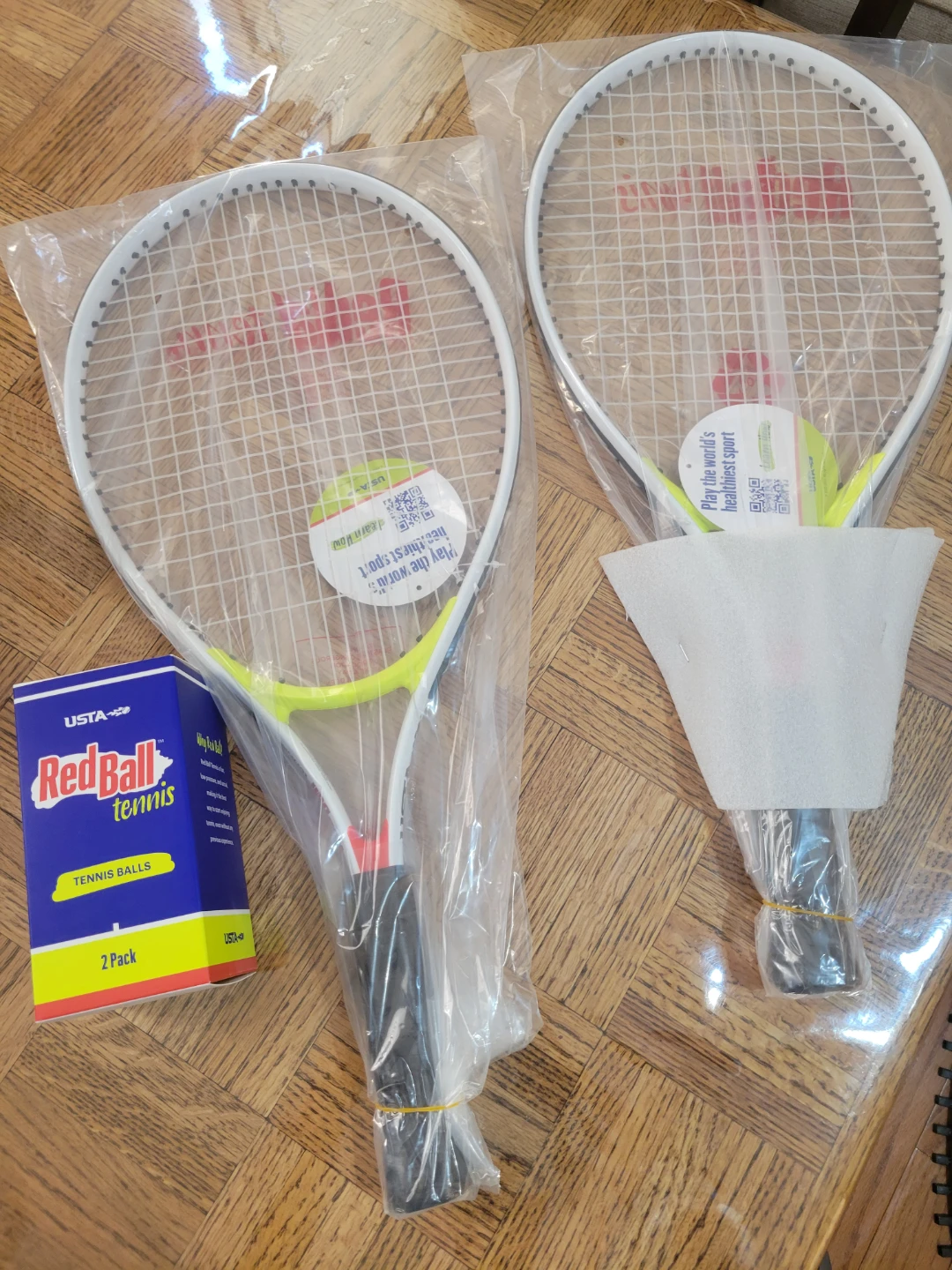 NEW 2 Red Ball Tennis Racquets and Balls Set
