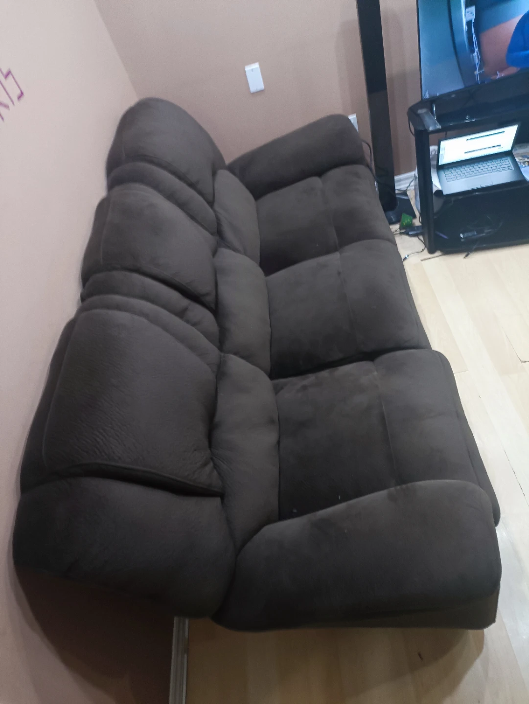 Dark Brown Reclining Sofa - photo 2
