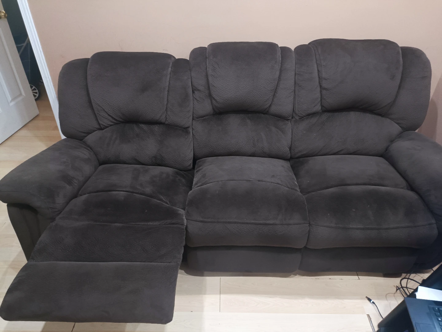Dark Brown Reclining Sofa - photo 3